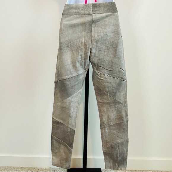 Shades of Gray Abstract Style Genuine Leather Biker Pants with Stretch Size 4 - Picture 5 of 12
